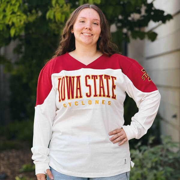 Pressbox Women's Iowa State Cardinal and White Long Sleeve T-Shirt